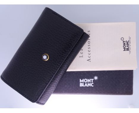 MONTBLANC - Black Montblanc leather key case. In original box with leaflet. Unused