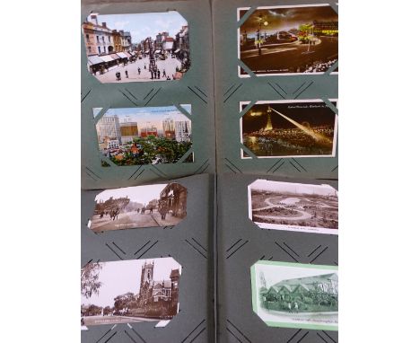 VINTAGE POSTCARD COLLECTION IN TWO ALBUMS containing 450 plus cards to include interesting interior and groups for Coventry a
