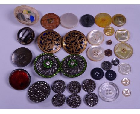 LIBERTY &amp; CO WITH OTHER VINTAGE BUTTONS to include a silver and enamel pair, Birmingham 1904, stamped 'L &amp; Co, Cymric