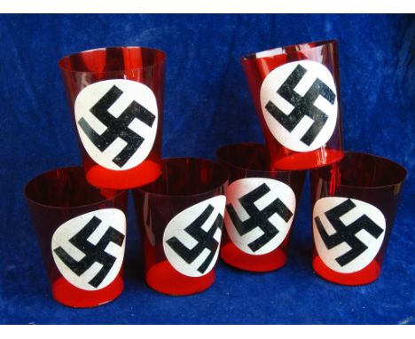 6x UNUSED ORIGINAL NAZI CELLULOID CANDLE HOLDERS.   A scarce batch of 6 new/old stock Nazi Party celluloid candle holders. Th