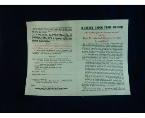 A SECRET ORDER FROM MOSCOW-  a wartime propaganda leaflet. 5-10 