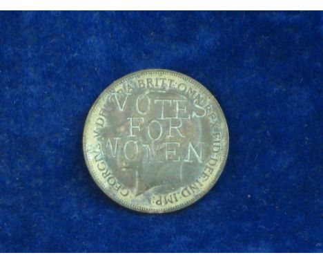 SUFFRAGETTE DEFACED COIN .  A scarce detector find 1d coin defaced with a “votes for women” punched slogan across the king’s 