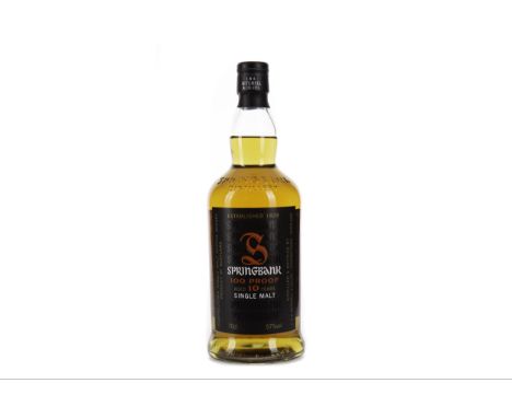 SPRINGBANK 100 PROOF AGED 10 YEARS Single Malt Scotch Whisky 70cl, 57% volume.