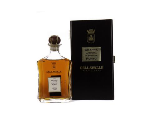 DELLAVALLE 1998 GRAPPA Italian Grappa Matured in port wood. 700ml,42% volume, in wooden box, along with six grappa glasses.