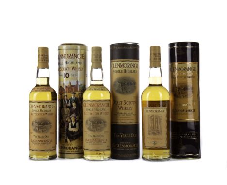 GLENMORANGIE 10 YEARS OLD (3) Single Malt Scotch Whisky 70cl, 40% volume, in tube. Three bottles.