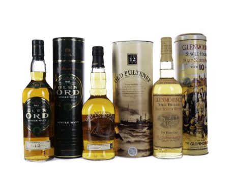 GLEN ORD 12 YEARS OLD Single Malt Scotch Whisky 70cl, 40% volume, in tube. GLENMORANGIE 10 YEARS OLD Single Malt Scotch Whisk
