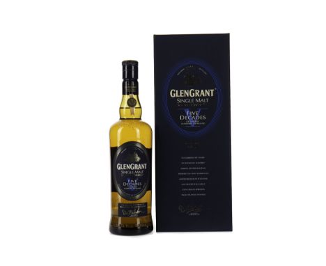 GLEN GRANT FIVE DECADES Single Malt Scotch Whisky Bottled to celebrate Glen Grant Master Distiller Dennis Malcolm's 50 years 