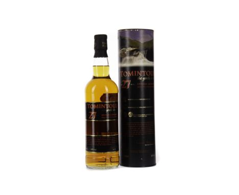 TOMINTOUL AGED 27 YEARS Single Malt Scotch Whisky 70cl, 40% volume, in tube.