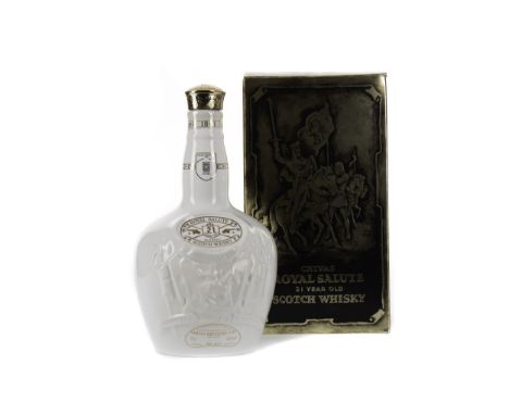 CHIVAS REGAL ROYAL SALUTE 21 YEARS OLD WHITE FLAGON Blended Scotch Whisky 75cl, 40% volume, white flagon in cloth sack and ca