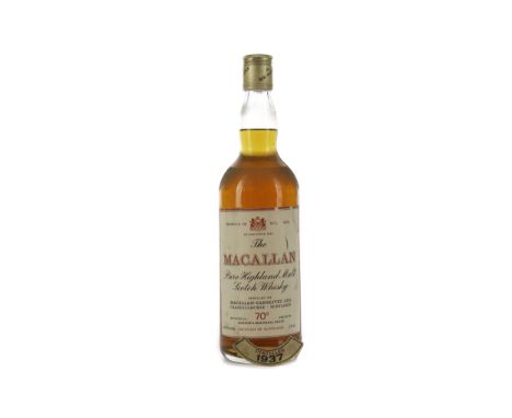 MACALLAN 1937 70° PROOF Single Malt Scotch Whisky 75cl, 70° proof. Neck label present but detached from bottle.