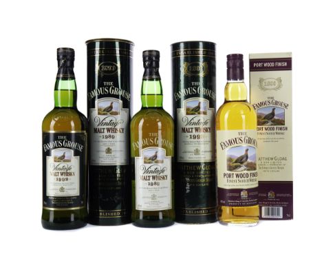 FAMOUS GROUSE MALT 1989 AGED 12 YEARS Blended Malt Scotch Whisky 70cl, 40% volume, in tin. FAMOUS GROUSE MALT 1992 Blended Ma
