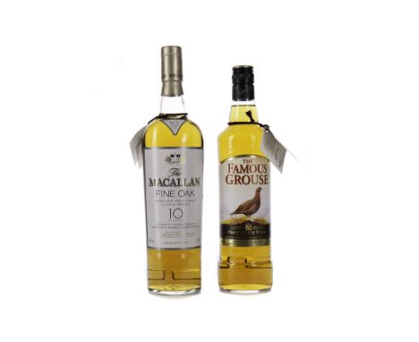 MACALLAN FINE OAK 10 YEARS OLD Single Malt Scotch Whisky Matured in sherry and bourbon casks. 700ml, 40% volume. FAMOUS GROUS
