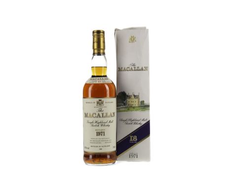 MACALLAN 1971 18 YEARS OLD Single Malt Scotch Whisky Matured in sherry wood, bottled 1989. 75cl, 43% volume, in carton.