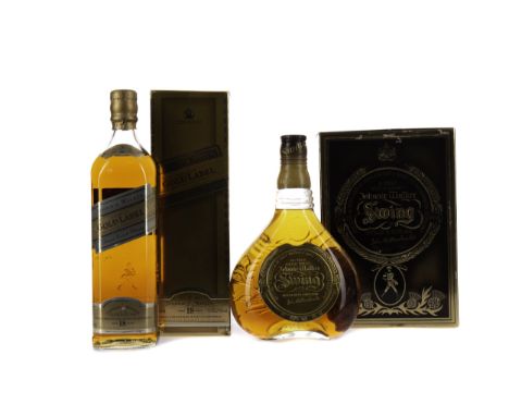 JOHNNIE WALKER GOLD LABEL AGED 18 YEARS Blended Scotch Whisky 75cl, 43% volume, in carton. JOHNNIE WALKER SWING Blended Scotc