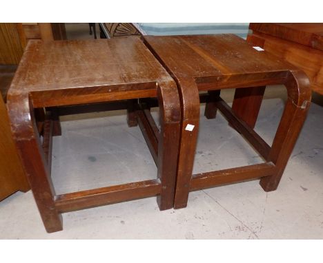 Three hardwood occasional tables and a lamp standard