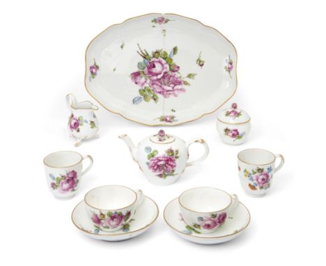 A Meissen (Marcolini) porcelain travelling déjeuner, c.1775, blue crossed swords, star and dash marks, various impressed mark