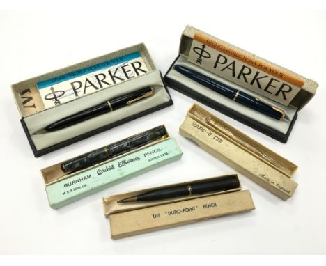 A collection of boxed vintage pens and propelling pencils to include Yard-O-Led, Conway Stewart and other Parkers.