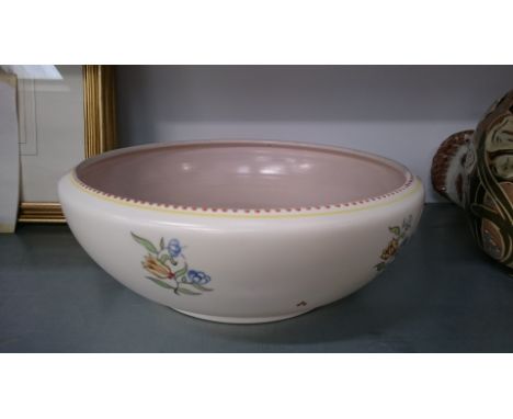 A large Poole Pottery fruit bowl, shape 299, decorated in the S/GR pattern by Iris Skinner.