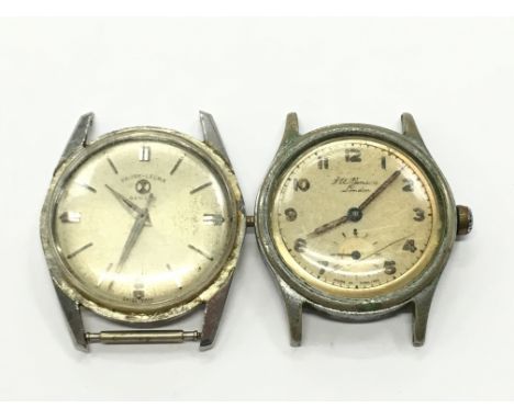 A Gentleman's stainless steel cased J.W Benson, London wristwatch, manual wind, champagne dial, Arabic numerals,subsidiary di