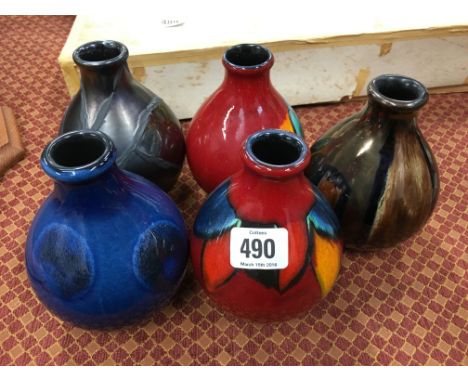 Five various Poole Pottery Living Glaze vases.