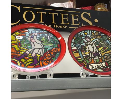 A Poole Pottery Limited Edition Calendar plate, designed by Tony Morris: August together with another: April.