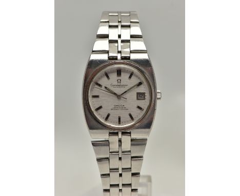 A GENTS 'OMEGA CONSTELLATION' WRISTWATCH, automatic movement, round silver dial signed 'Omega Constellation Automatic, Chrono