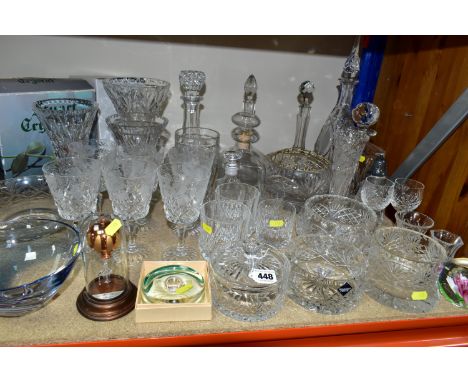 A COLLECTION OF CUT CRYSTAL AND GLASSWARE, comprising a boxed Royal Doulton Newbury pattern vase, a Stuart Crystal vase, seve