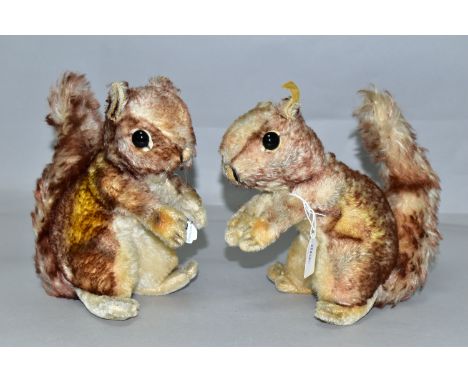 TWO STEIFF 'PERRI' SQUIRRELS, based on the squirrel from the 1957 Disney film of the same name, each wood wool stuffed, havin