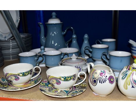 A SEVENTEEN PIECE DENBY CASTILE PART DINNER SERVICE AND OTHER DENBY DINNER WARES, comprising Castile pattern: coffee pot, sal