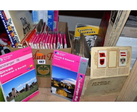 TWO BOXES OF EPHEMERA, containing a collection of forty+ maps (ordnance survey, Bartholomew, BP, Shell, street maps etc) four