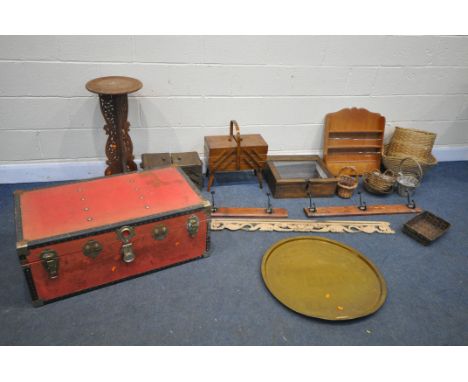 A SELECTION OF OCCASIONAL FURNITURE, to include a two sewing boxes with contents (one missing legs) fire various child's chai