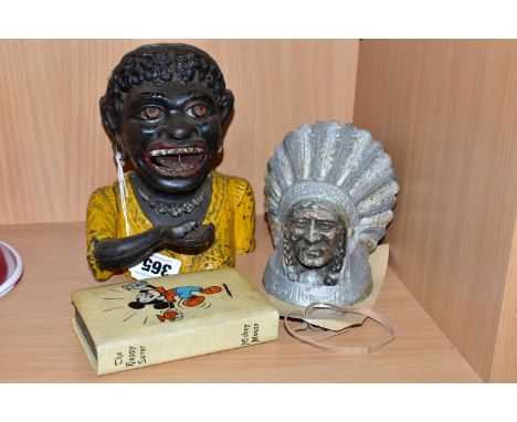 A GUY MOTORS LTD LORRY MASCOT, A DINAH MONEY BOX, AND A MICKEY MOUSE MONEY BOX, the Guy Motors 1930s lorry mascot 'Feathers i