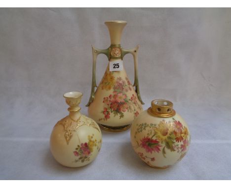 Royal Worcester Aesthetics Vase pattern 1021 Rd Number: 5434 with floral decoration, Ovoid Royal Worcester Vase pattern 1039 