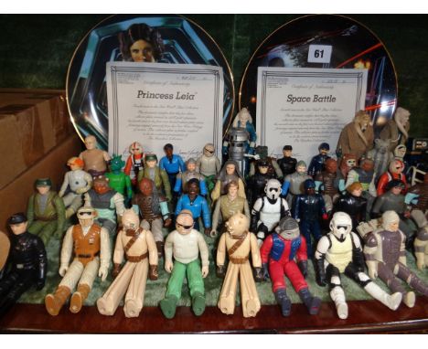 Star Wars collection of 75 Vintage figures inc. Lucas Figures Luke Skywalker, R2D2, Han Solo and Obe one Kenobi and 2 boxed P