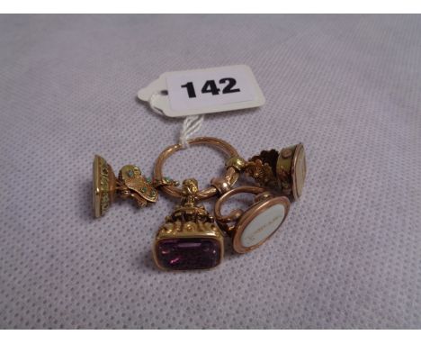 4 Georgian Gold decorative seals set with Amethyst and Rock Crystal Condition -Good Overall