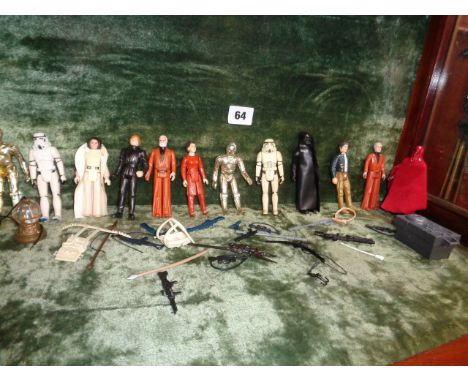 12 Vintage Star Wars Figures inc. Han Solo, Princess Leia with Weapon, Dart Vader, Luke Sky Walker Jedi Knight and assorted W