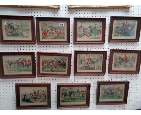 Set of 11 John Leech Fox Hunting and Equine related coloured prints Condition - Good Overall