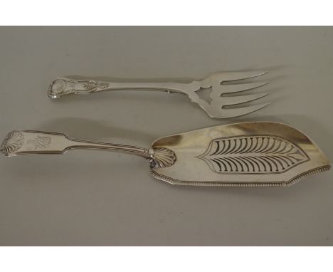 A George III&nbsp;silver fiddle, thread and shell pattern fish slice, by William &amp; Samuel Knight,&nbsp;London 1813; toget