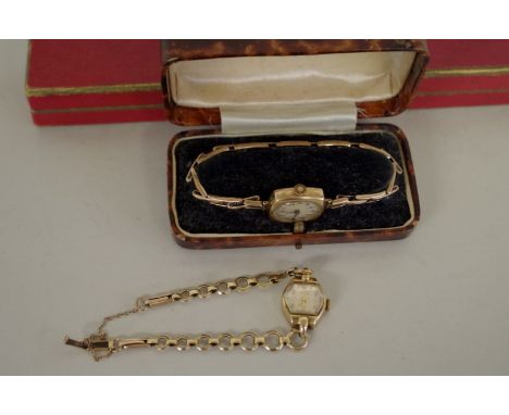 A 9ct gold Rotary ladies wristwatch, having 9ct gold bracelet; together with another 9ct gold example, having 9ct gold expand