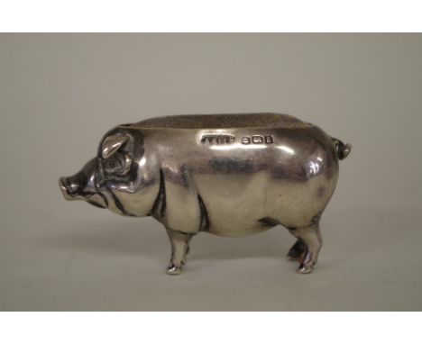 An Edwardian silver pig pin cushion, by Adie &amp; Lovekin Ltd,&nbsp;Birmingham 1906, 2.5cm high 