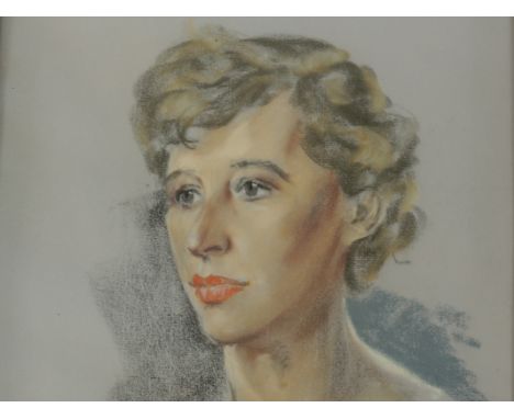 Erisla, pastel on coloured paper,  portrait of a female, signed and dated lower right 64. 30cm x 37cm. 