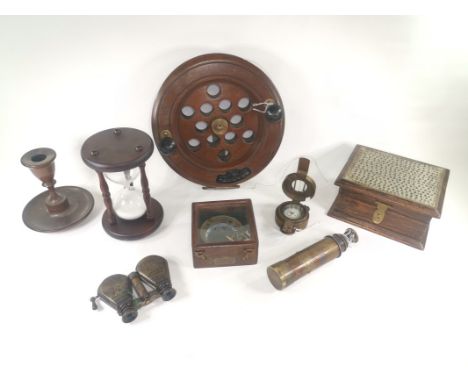 Maritime 'Captain Cabin' map reader compass with magnifying glass,  together with a selection of maritime collectables includ