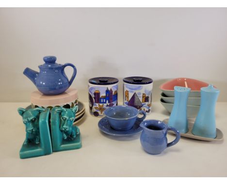 A group of predominantly Mid 20th Century ceramics to include two pottery storage jars Schramberg marks with a nautical theme