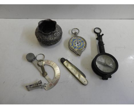 Collectables - Silver Pot, Compass etc