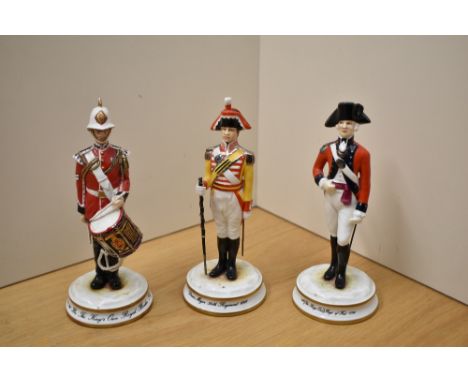 Three Michael J Sutty limited edition military figurines to include; Drummer 1st Bn. The King's Own Royal Border Regiment 198