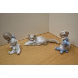 A group of three Nao by Lladro porcelain figures comprising 'Angora Cat' number 113, 'I Love You