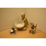 Royal Dux figurine of a young girl with basket, triangular tab to base number 2251 sold together