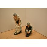 Two SHEBEG Isle of Man pottery figures comprising 'The Shearer' by D Thomson and a sitting