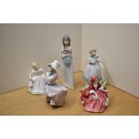 Two Royal Doulton bone china figurines 'Amanda' HN 2996 and 'Lydia' HN 1908 sold alongside Nao by