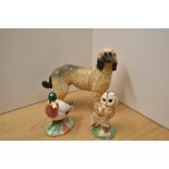 Two Border Fine Arts Pottery Company animal studies 'Mallard' A5268, 'Tawny Owl' A4868 sold